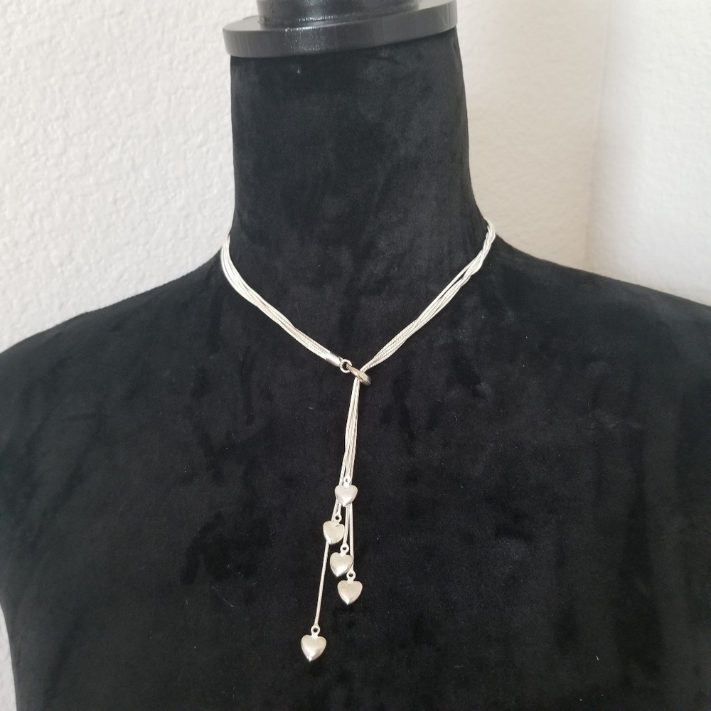 Lariat Style Heart Necklace and Bracelet set